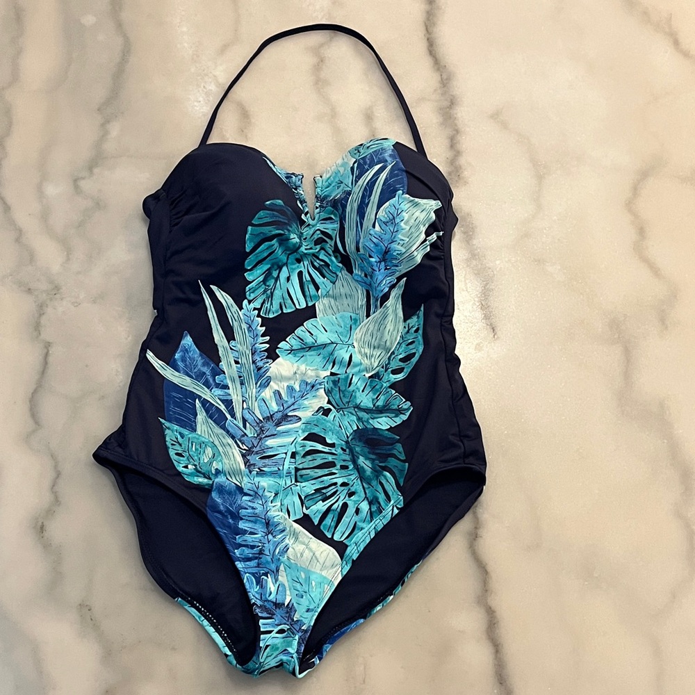 Tommy Bahama Navy and Aqua One Piece Swimsuit